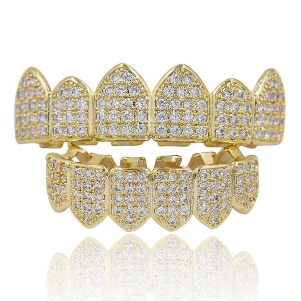Hip Hop Luxury Iced Out Gold Plated Teeth Grillz Perfect Fit